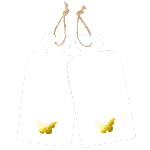 joycraft Geschenkanhänger mit Schnur, 10,2 x 5,1 cm, blanko, mit Goldfolien-Schmetterling, weiße Papieretiketten für Geburtstag, Hochzeit, Babyparty, Weihnachten, 100 Stück joycraft Geschenkanhänger mit Schnur, 10,2 x 5,1 cm, blanko, mit Goldfolien-Schmetterling, weiße Papieretiketten für Geburtstag, Hochzeit, Babyparty, Weihnachten, 100 Stück von joycraft