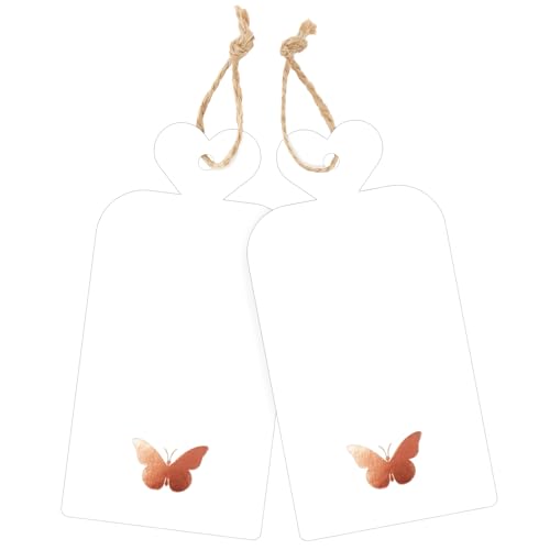 joycraft Geschenkanhänger mit Schnur, 10,2 x 5,1 cm, blanko, mit rotgoldenem Folien-Schmetterling, weiße Papieretiketten für Geburtstag, Hochzeit, Babyparty, Weihnachten, 100 Stück joycraft Geschenkanhänger mit Schnur, 10,2 x 5,1 cm, blanko, mit rotgoldenem Folien-Schmetterling, weiße Papieretiketten für Geburtstag, Hochzeit, Babyparty, Weihnachten, 100 Stück von joycraft