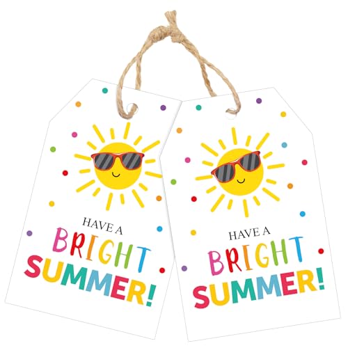 joycraft Sommer-Geschenkanhänger mit Schnur, 8,4 x 5,3 cm, zum Schuljahresende, Papieranhänger, weiß, mit hellen Sommer-Etiketten für Sommer, Urlaub, Klassenzimmer, Strand, Party, Gastgeschenk, 50 joycraft Sommer-Geschenkanhänger mit Schnur, 8,4 x 5,3 cm, zum Schuljahresende, Papieranhänger, weiß, mit hellen Sommer-Etiketten für Sommer, Urlaub, Klassenzimmer, Strand, Party, Gastgeschenk, 50 von joycraft