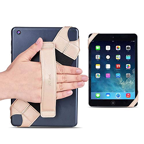 Joylink Universal-Tablet-Handschlaufe, 360 Grad drehbar, Ledergriff mit elastischem Gürtel, sicher und tragbar für 7,9 Zoll Tablets (Samsung, Asus, Acer, Google Kindle iPad Mini), Gold von joylink