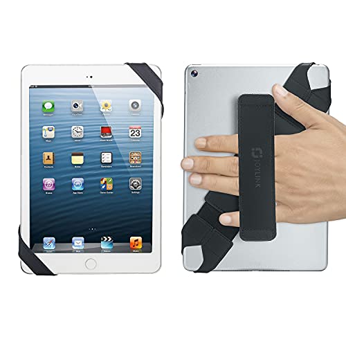 joylink Premiun Universal Tablet Handschlaufe, 360 Grad drehbarer Ledergriff mit elastischem Gürtel, sicher & tragbar für 10,1 Zoll Tablets (Samsung Asus Acer iPad usw.) Schwarz von joylink