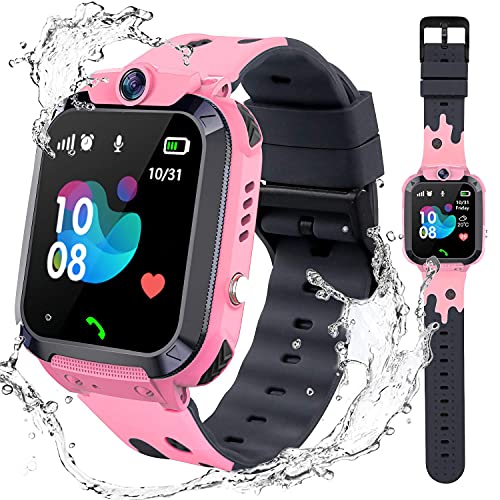 Kinder-Smartwatch, LBS-Tracker, Smartwatches für Kinder mit SOS-Anti-Lost, Mathematik-Spiel, Anrufkamera, Touchscreen, Spielalarm für Jungen und Mädchen (Rosa) von joyment