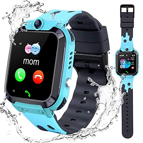 Kinder-Smartwatch, LBS-Tracker, Smartwatches für Kinder mit SOS-Anti-Lost, Mathematik-Spiel, Anrufkamera, Touchscreen, Spielalarm für Jungen und Mädchen (blau) von joyment