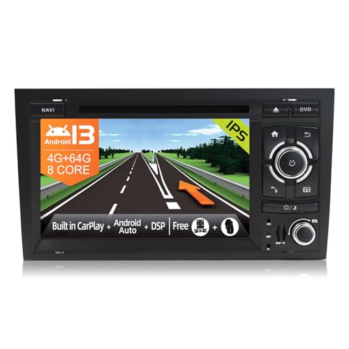 JOYX Android 12 Autoradio Passt für Audi A4/S4/RS4/Seat Exeo - [4G+64G] - Eingebaut DSP+Carplay+Android Auto - Rückfahrkamera Canbus KOSTENLOS - Mit DAB Lenkradsteuerung 4G WiFi Bluetooth5.0-2 Din von joyx