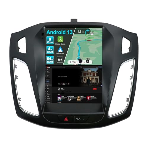 JOYX Autoradio Android 12 Passt für Ford Focus (2010-2013) - Eingebaut DSP/Carplay/Android Auto - 4G+64G - Kamera CAN KOSTENLOS - 9.7 Zoll 2 Din - Lenkradsteuerung 4G WiFi BT DAB Fast-Boot 360-Kamera von joyx