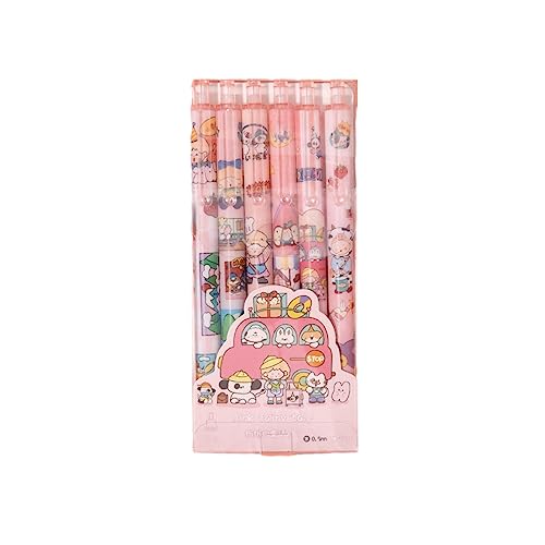 joyxiwa 6pc press action pen high value student writing homework press pen cartoon cute boxed neutral pen for Home School Office Supplies-Pink Fairy Tales,Boxed von joyxiwa