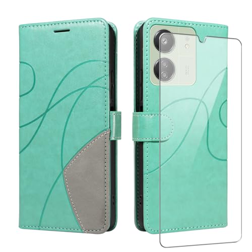 jrester Hülle für Xiaomi Redmi 13C 4G / Xiaomi Poco C65, PU Leder Flip Brieftasche Handyhülle Schutzhülle mit EIN Gehärtetes Glas Schutzfolie Displayschutzfolie für Xiaomi Redmi 13C 4G - Grasgrün jrester Hülle für Xiaomi Redmi 13C 4G / Xiaomi Poco C65, PU Leder Flip Brieftasche Handyhülle Schutzhülle mit EIN Gehärtetes Glas Schutzfolie Displayschutzfolie für Xiaomi Redmi 13C 4G - Grasgrün von jrester