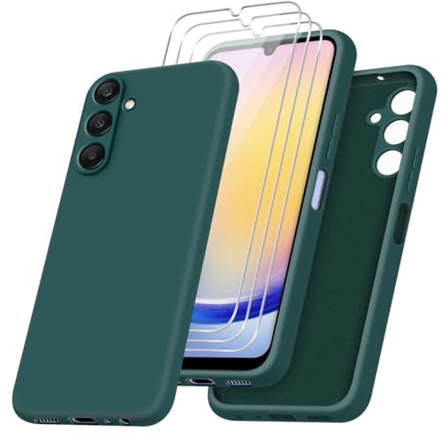 jrester Hülle kompatibel mit Samsung Galaxy A25 5G, Grün Weich Silikon Handyhülle Schutzhülle mit DREI Gehärtetes Glas Schutzfolie Displayschutzfolie für Samsung Galaxy A25 5G 6.5" jrester Hülle kompatibel mit Samsung Galaxy A25 5G, Grün Weich Silikon Handyhülle Schutzhülle mit DREI Gehärtetes Glas Schutzfolie Displayschutzfolie für Samsung Galaxy A25 5G 6.5" von jrester