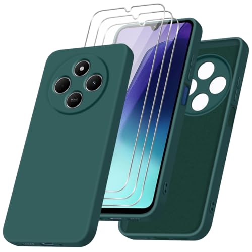 jrester Hülle kompatibel mit Xiaomi Redmi 14C 4G/Redmi A4 5G/Xiaomi Poco C75 Hülle mit 3 Stück Gehärtetes Glas Schutzfolie, Grün Weich Silikon Schutzhülle für Redmi 14C 4G/Redmi A4 5G/Poco C75 jrester Hülle kompatibel mit Xiaomi Redmi 14C 4G/Redmi A4 5G/Xiaomi Poco C75 Hülle mit 3 Stück Gehärtetes Glas Schutzfolie, Grün Weich Silikon Schutzhülle für Redmi 14C 4G/Redmi A4 5G/Poco C75 von jrester