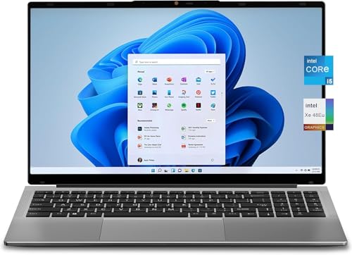 jumper 2025 Laptop 15,6 Zoll FHD IPS Display, 12th i5-12450H (bis zu 4,4 GHz), 16 GB DDR4 512 GB NVME SSD Notebook, Vier Stereo-Lautsprecher USB 3.2 x 3/BT5.1/62.7Wh Akku von jumper