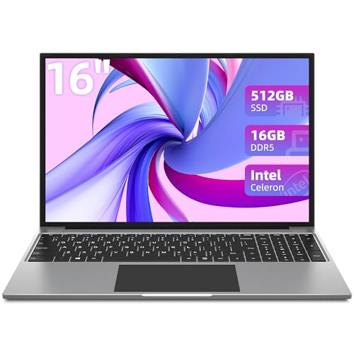 jumper Laptop 16 Zoll FHD, 16GB RAM 512GB SSD, Celeron bis 3.4GHz Notebook, 1920 x 1200 IPS, 5G WiFi, USB 3.0 ×2, Bluetooth 4.0, Grau von jumper