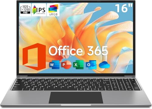 jumper Laptop 16 Zoll FHD IPS 1200p Bildschirm, 4 GB RAM 128 GB SSD bis zu 2,5 GHz Celeron 5305U, Notebook installiert 1 Jahr 365 Office, Bluetooth 4.0, USB 3.0 × 2, 1TB SSD Slot Erweiterung, HDMI von jumper