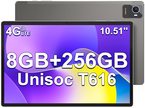 jumper Tablets 10,5 Zoll 1920 x 1200 IPS FHD, Android 12 Octa-Core T616 (8 GB RAM 256 GB ROM), Double SIM, 4G LTE, 5G/2.4G WiFi, BT5, 4 Lautsprecher, Kamera 13 MP, Typ C, 7000 mAh Akku von jumper