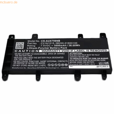 k.A. Akku für Asus K756UQ-T4185T Li-Pol 7,6 Volt 5000 mAh schwarz k.A. Akku für Asus K756UQ-T4185T Li-Pol 7,6 Volt 5000 mAh schwarz von k.A.