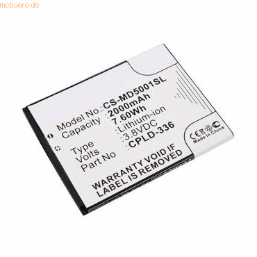 k.A. Akku für Medion Life P5001 Li-Pol 3,8 Volt 2000 mAh schwarz von k.A.