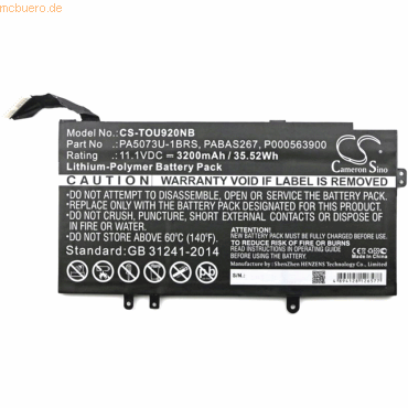 k.A. Akku für Toshiba Satellite U920T-10X Li-Pol 11,1 Volt 3200 mAh sc von k.A.