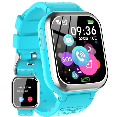 kaacly Kinder Smartwatch für Jungen Mädchen mit Telefon Anruf SOS Musik Video Kamera Schrittzähler Alarm, Smartwatch Kinder Geburtstag/Weihnachten Geschenke von kaacly