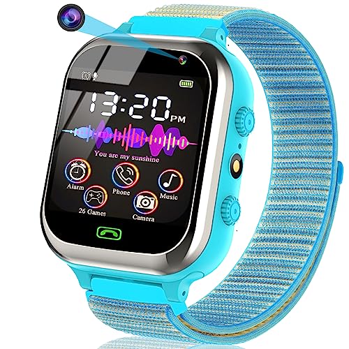 kaacly Smartwatch Kinder Telefonieren -Kinder Smartwatch mit SOS Schrittzähler Spiele Kamera Stoppuhr Wecker Touchscreen Taschenlampe Smartwatches Geburtstag für Jungen und Mädchen Geschenke von kaacly