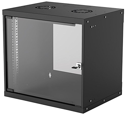 Kab24® Basic Line Netzwerkschrank Serverschrank Wandhehäuse Netzwerk Wandschrank Wandverteiler SOHO Schrank schwarz 19 Zoll 9 HE H:50 x B:54 x T:40cm von kab24