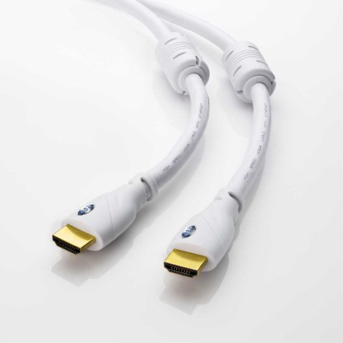 Kab24® HQ LongRange HDMI Kabel Weiss (AWG24), Ethernet, ARC, Ferrit, Goldkontakte, langes HDMI Kabel (15m) von kab24