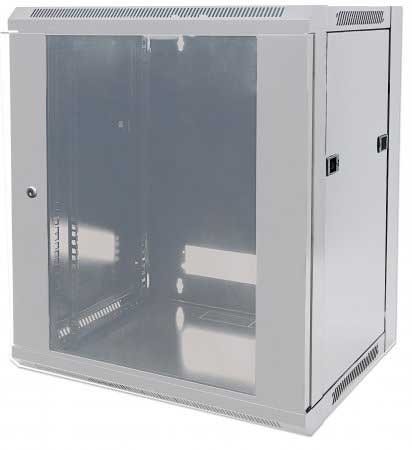 kab24® Netzwerkschrank Serverschrank Wandhehäuse Netzwerk Wandschrank Wandverteiler SOHO Schrank grau 19 Zoll 15 HE H:77 x B:60 x T:45cm von kab24