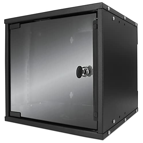 kab24® Netzwerkschrank Serverschrank Wandhehäuse Netzwerk Wandschrank Wandverteiler SOHO Schrank schwarz 10 Zoll 6 HE H:32 x B:30 x T:30cm von kab24