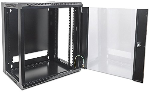kab24® Netzwerkschrank Serverschrank Wandhehäuse Netzwerk Wandschrank Wandverteiler SOHO Schrank schwarz 19 Zoll 12 HE H:63,5 x B:57 x T:45cm von kab24