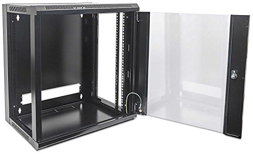 kab24® Netzwerkschrank Serverschrank Wandhehäuse Netzwerk Wandschrank Wandverteiler SOHO Schrank schwarz 19 Zoll 12 HE H:63,5 x B:57 x T:60cm von kab24