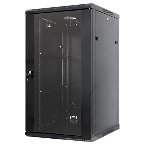 kab24® Netzwerkschrank Serverschrank Wandhehäuse Netzwerk Wandschrank Wandverteiler SOHO Schrank schwarz 19 Zoll 20 HE H:99,4 x B:60 x T:45cm von kab24