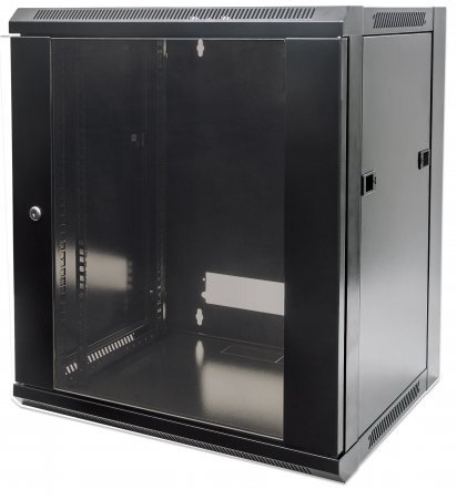 kab24® Netzwerkschrank Serverschrank Wandhehäuse Netzwerk Wandschrank Wandverteiler SOHO Schrank schwarz 19 Zoll 6 HE H:37 x B:57 x T:45cm von kab24