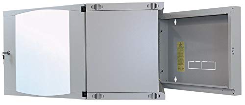 kab24® Netzwerkschrank mit Schwenkrahmen Serverschrank Wandhehäuse Netzwerk Wandschrank Wandverteiler SOHO Schrank grau 19 Zoll 9 HE H:46 x B:54 x T:60cm von kab24