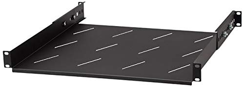 kab24® 19 Zoll Verstellbarer Fachboden 1HE schwarz 450mm für Strebenabstand von 45-60cm von kab24