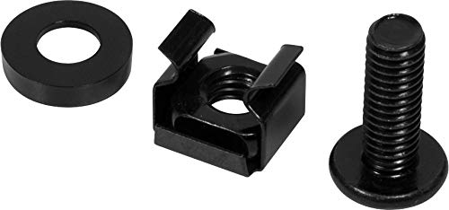 kab24® 50er Pack Käfigmutternset schwarz 50 X M6 Schrauben schwarz, 50 X M6 Nuts schwarz, 50 X M6 Washers schwarz für Netzwerkschränke von kab24