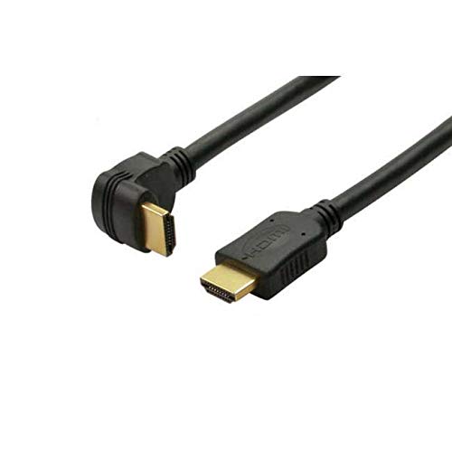 kab24® HDMI™ 2.0 High Speed Kabel 4K, Ultra-HD, Full-HD, 3D, ARC vergoldete Stecker eine Seite gewinkelt mit Abgang nach unten von kab24