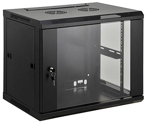 kab24® Netzwerkschrank Serverschrank Wandhehäuse Netzwerk Wandschrank Wandverteiler SOHO Schrank schwarz 19 Zoll 6 HE H:37 x B:60 x T:60cm von kab24