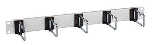 kab24®19 Zoll 1HE Kabelführungspanel grau 5 drehbare Metallbügel 75mm von kab24