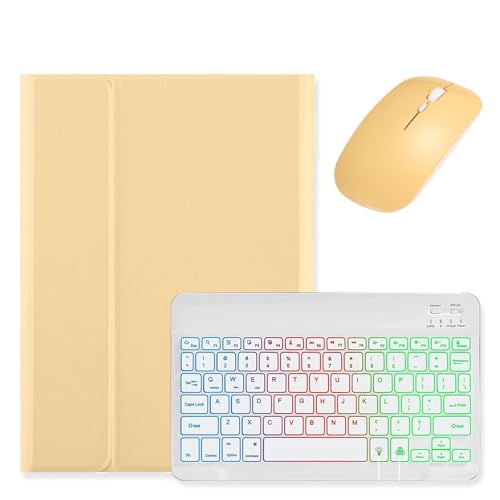 kaidisen Tastatur mit Hintergrundbeleuchtung für iPad 10. Generation, Tastaturhülle mit Maus, abnehmbare Hintergrundbeleuchtung, Farbtastaturhülle für iPad 10, Gelb + Weiß kaidisen Tastatur mit Hintergrundbeleuchtung für iPad 10. Generation, Tastaturhülle mit Maus, abnehmbare Hintergrundbeleuchtung, Farbtastaturhülle für iPad 10, Gelb + Weiß von kaidisen