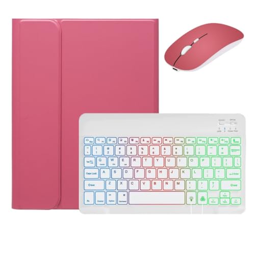 kaidisen Tastaturhülle mit Hintergrundbeleuchtung für iPad (A16) 2025 11. Generation 11 Zoll / iPad 10. Generation 2022, 27,7 cm (11 Zoll), mit Maus und abnehmbarer Tastatur, Dunkelrosa + Weiß von kaidisen