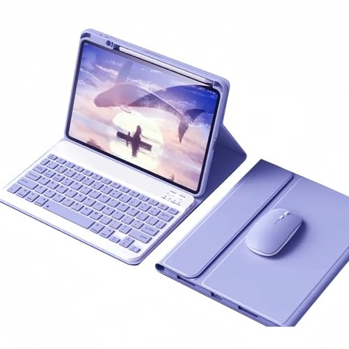 kaidisen Tastaturhülle mit Maus für iPad 10. Generation 27,7 cm (11 Zoll), 2022, iPad 10, abnehmbar, niedliche Farbe, Tastaturhülle mit Stifthalter, Violett von kaidisen