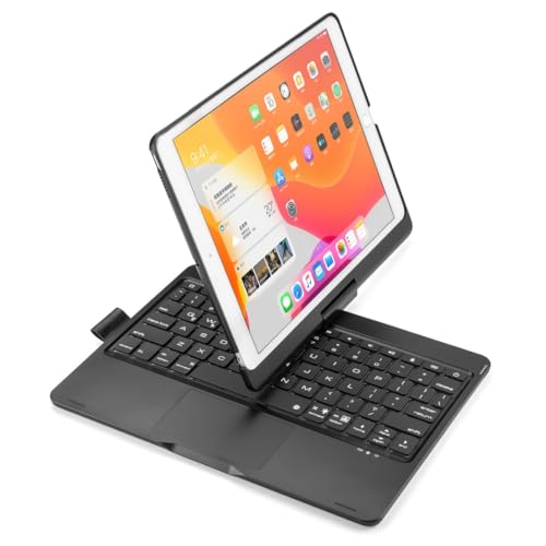 kaidisen Um 360 Grad drehbare Tastatur für iPad 9. / 8. / 7. Generation 25,9 cm (10,2 Zoll), Air 3. Generation, Pro Tastaturhülle mit Touchpad, 7-farbige Hintergrundbeleuchtung, faltbare Tastatur mit von kaidisen