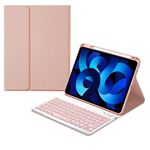 Tastatur-Schutzhülle für iPad 9. / 8. / 7. Generation 10,2 Zoll / iPad Air 3 / iPad Pro 10,5, mit Stiftschlitz, konkave Tasten, abnehmbare Bluetooth-Tastatur, schlankes Leder-Folio-Smart-Cover, Rosa von kaitesi