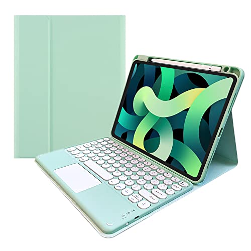 Tastatur-Schutzhülle für iPad 9. 8. 7. Generation, Touchpad, abnehmbare Tastatur für iPad Air 10,5 Zoll (3. Generation)/iPad Pro 10,5 Zoll (26,7 cm), schlankes Leder, mit Stifthalter, Mintgrün von kaitesi