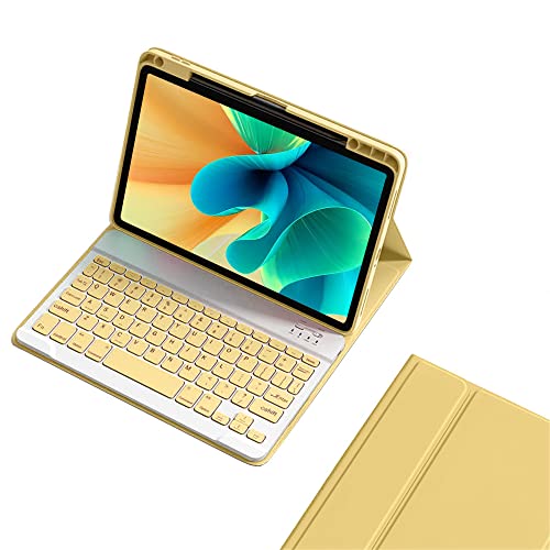 Tastatur-Schutzhülle für iPad Air 5. Generation, iPad Air 4. Generation, 27,9 cm (10,9 Zoll), mit Stifthalter, iPad Pro 11 Zoll (27,9 cm), magnetisch, abnehmbare Bluetooth-Tastatur, Gelb von kaitesi