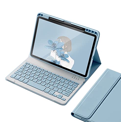 Tastaturhülle für iPad 9. 8. 7. Generation Air 3 Pro 10.5, magnetisch abnehmbare Bluetooth-Farbtastatur, Smart Folio-Hülle mit Stifthalter, Nebelblau von kaitesi