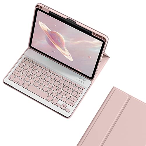 Tastaturhülle für iPad 9. 8. 7. Generation Air 3 Pro 10.5, magnetisch abnehmbare Bluetooth-Farbtastatur, Smart Folio-Hülle mit Stifthalter, Rosa von kaitesi
