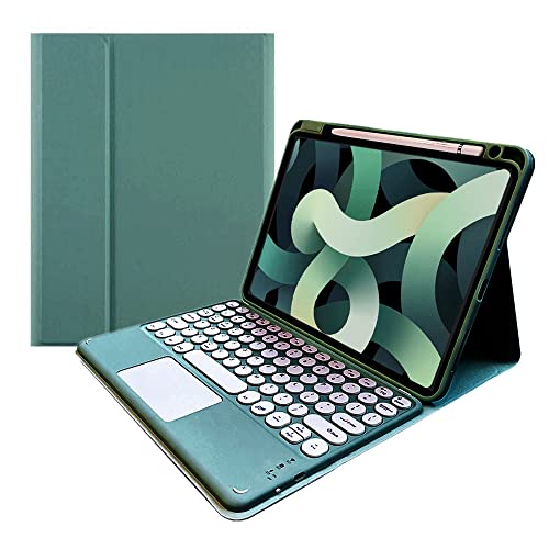 iPad 10. Generation Tastaturhülle – Touchpad abnehmbare Tastatur mit Bleistift-Ladehalter – iPad 10 2022 27,7 cm (11,9 Zoll), schlankes Leder-Folio-Smart-Cover (Dunkelgrün) von kaitesi