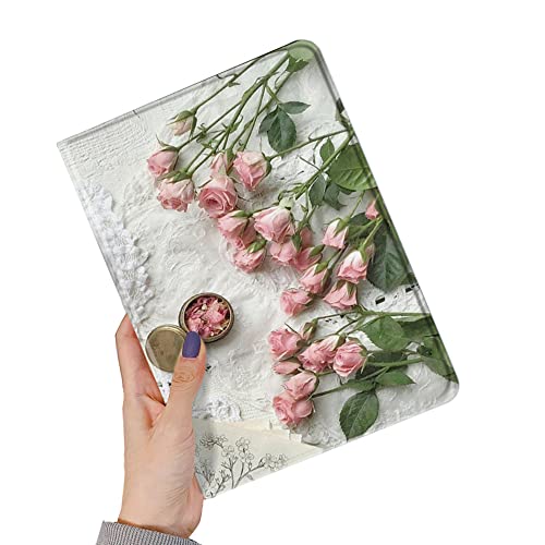 kaitesi Schutzhülle mit Blumenmuster, kompatibel mit iPad Air 13 Zoll (M3/M2)/iPad Pro 12,9 Zoll (32,8 cm) 6., 5., 4., 3. Generation, Blumenmuster, niedlich, schmal, Smart-Cover, Farbe E von kaitesi