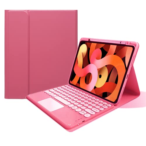 kaitesi Tastatur-Schutzhülle für iPad 9. 8. 7. Generation, Touchpad, abnehmbare Tastatur für iPad Air 10.5 Zoll (3. Generation)/iPad Pro 26.7 cm (10.5 Zoll), Smart-Cover mit Stifthalter, Dunkelrosa von kaitesi