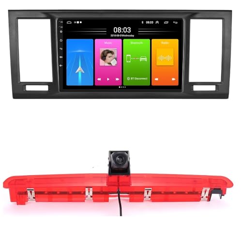 Autoradio mit Bildschirm+Dritte Bremsleuchte Rückfahrkamera für VW Caravelle T5 Multivan California T6 Transporter, 9 Zoll Wireless Carplay Android Auto von kalakus