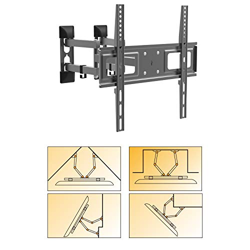 Multifunktional schwenkbar neigbar TV Wandhalterung - Eckmontage Wandversatzmontage Nischenmontage - VESA bis max. 400x400 für 26-55 Zoll ausziehbar auf max. 47cm Halter von kalb Material für Möbel